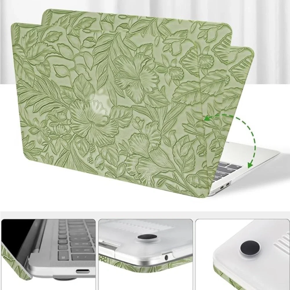 Floral Embossed Green Laptop case AIR 13